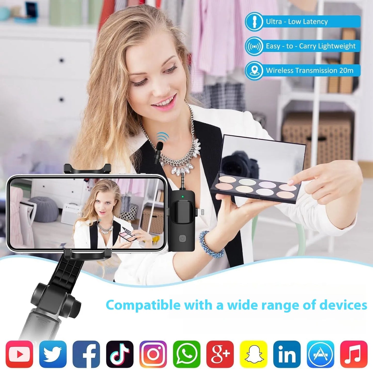 Triple Mode Wireless Clip Mic