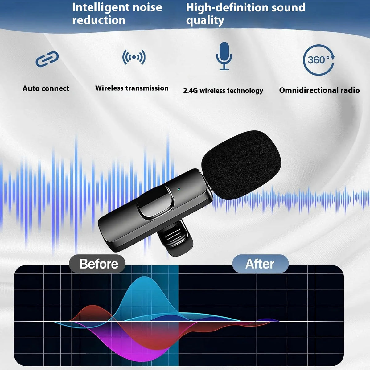 Triple Mode Wireless Clip Mic