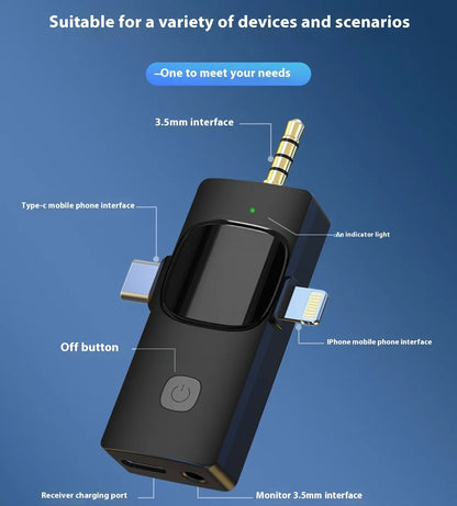 Triple Mode Wireless Clip Mic