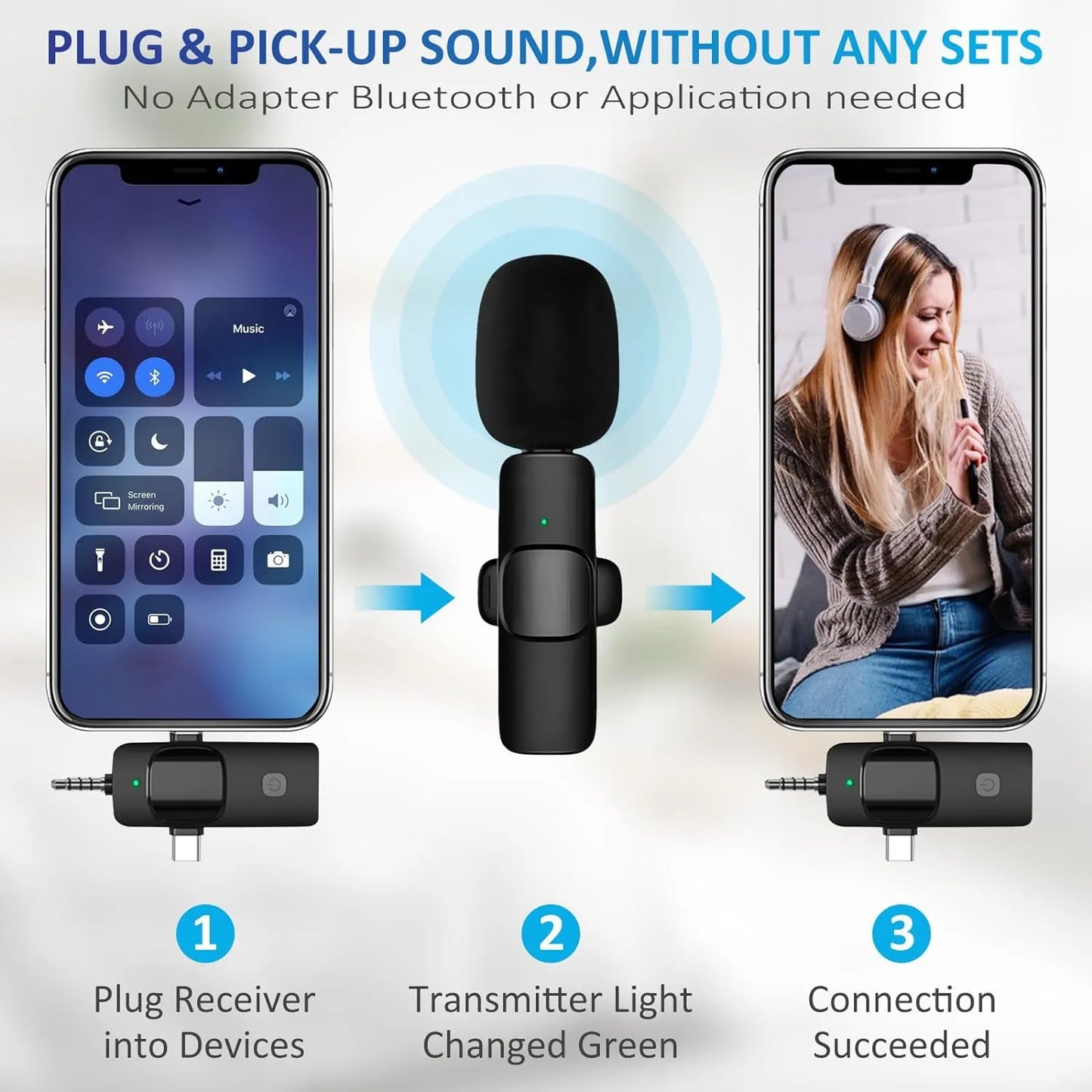 Triple Mode Wireless Clip Mic